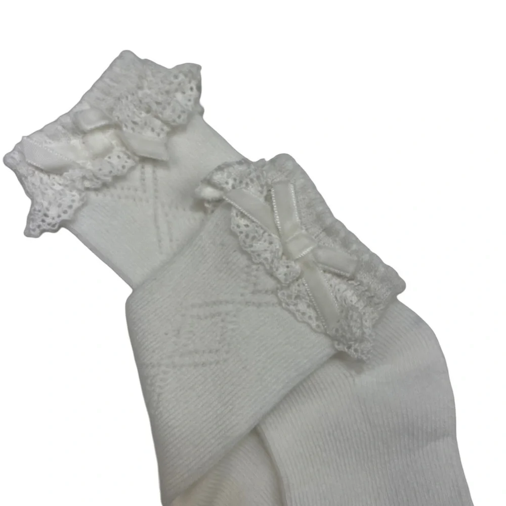NEW Mayoral White and Pink Bow Socks 12m